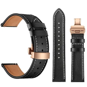 Genuine Leather Watch Band for Samsung Galaxy Watch3 4 Active2 Premium Replacement Strap