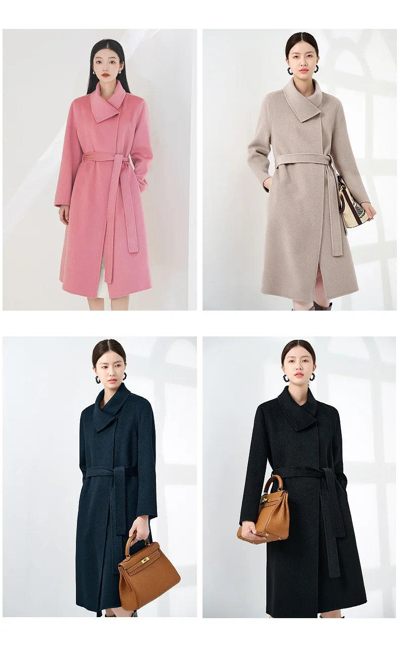 Women's High-Grade Double-Sided Pure Cashmere Coat Wholesale Autumn And Winter Clothing Factory Spot