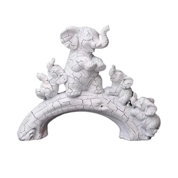 Cute Elephant Statues Home Decor figure,The Good Luck Elephant with Baby on a Log Bridge Gifts for Living Room Office decoration