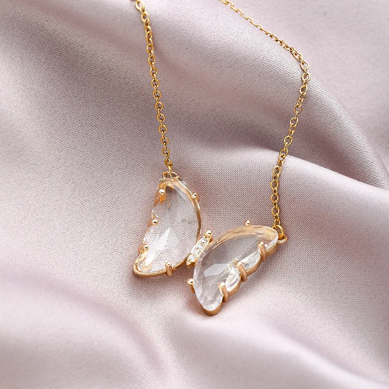 WEVENI Alloy Rhinestone Butterfly Necklace For Women - Dainty Crystal Pendant, 50cm+7cm Chain, Hypoallergenic Gift - View #8