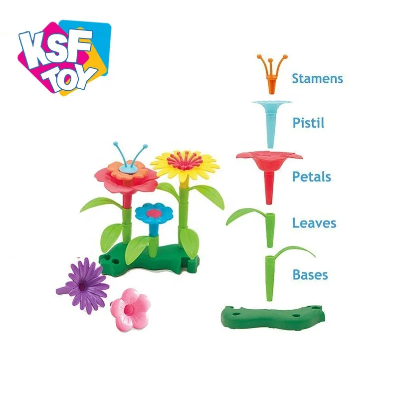 интеллекта DIY собрать игрушки 109 шт Сад мир комплект строительных блоков, Детские кубики с цветами для детей