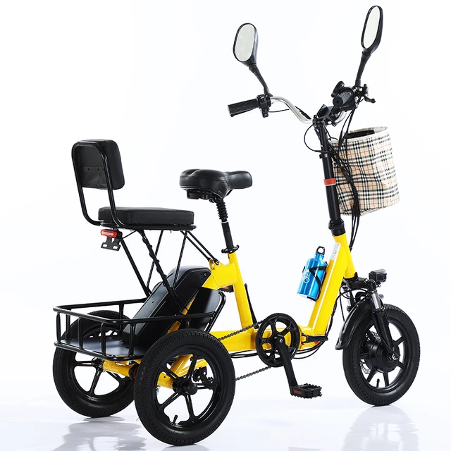 2024  Popular Model Electric Passenger Tricycle Ready to Ship Cheap China Lithium Battery 48V Foldable Tricycle 6 Tubes