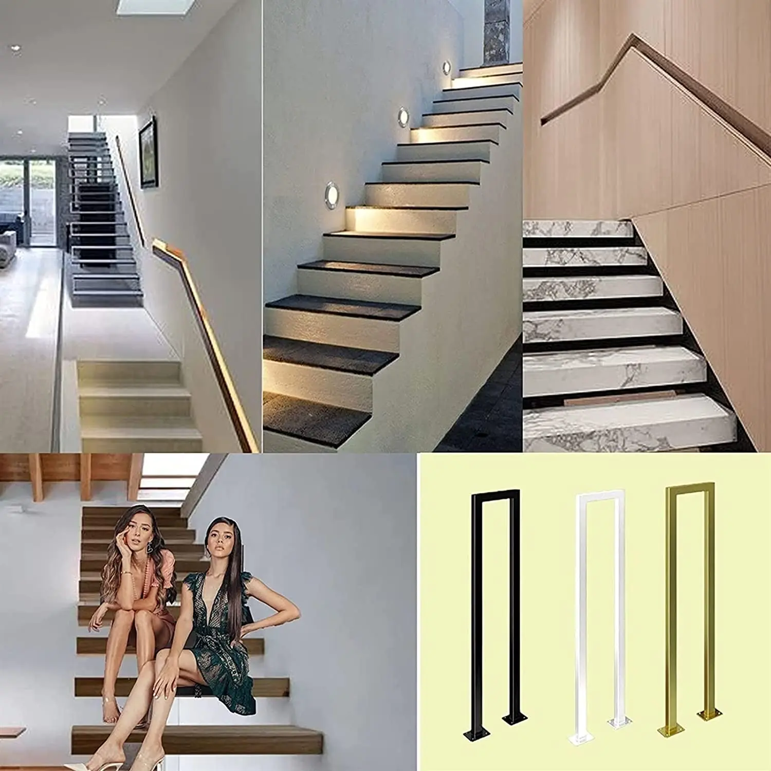 Поручни для лестниц сверхпрочные U-образные наружные Нескользящие металлические стальные перила дома ручка лестницы