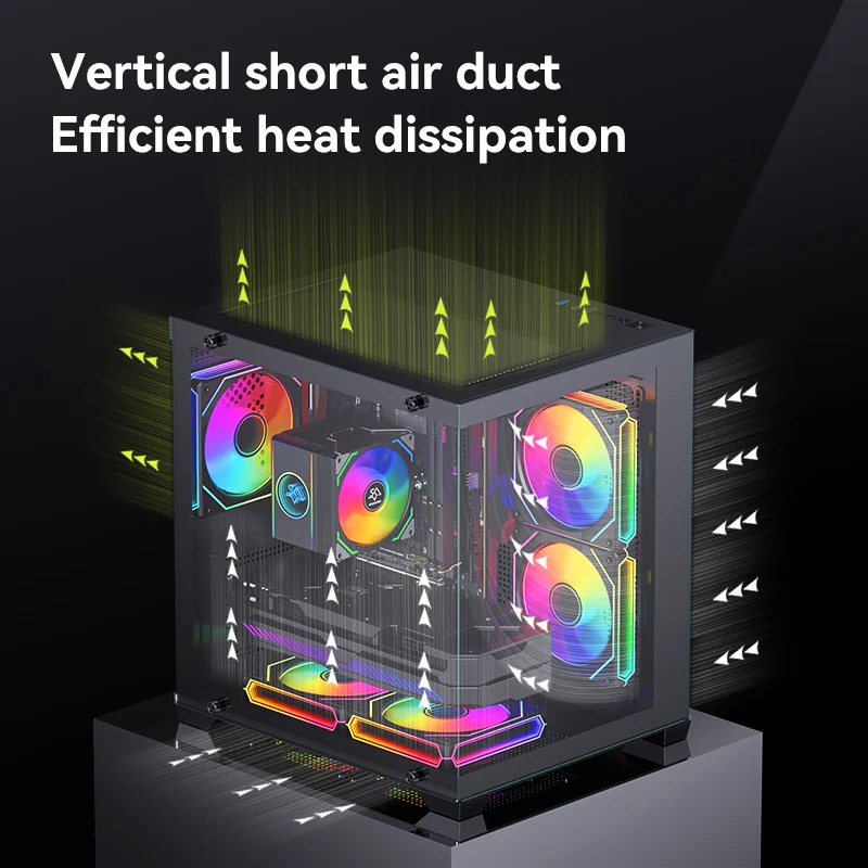 SNOWMAN 049 Mid Tower Gaming PC Case ATX Form Tempered Glass Air Flow Liquid Cooler Supp aperçu 6