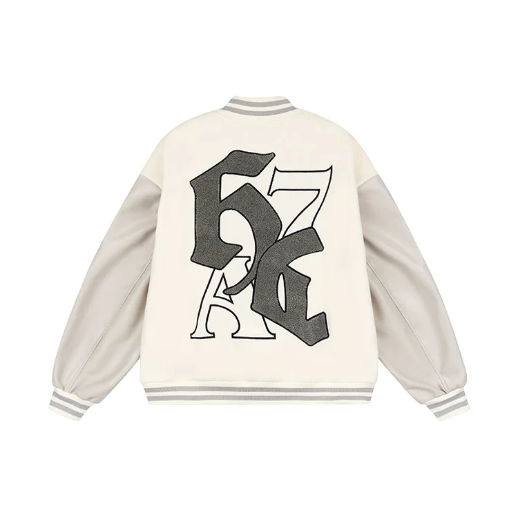 Fashion Custom leather sleeve with Chenille embroidery and Screen printing baseball jacket men_voghion.com