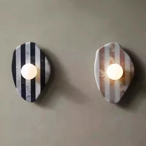 Modern G9 LED Wall Lamp with Natural Stone Striped Design Indoor Use for Living Room Bathroom Balcony