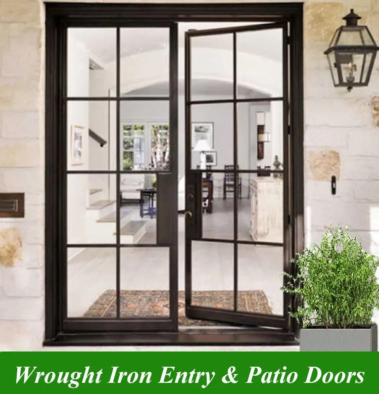 Customs Sizes Modern Black Wrought Iron Glass Windows Panes Design Main