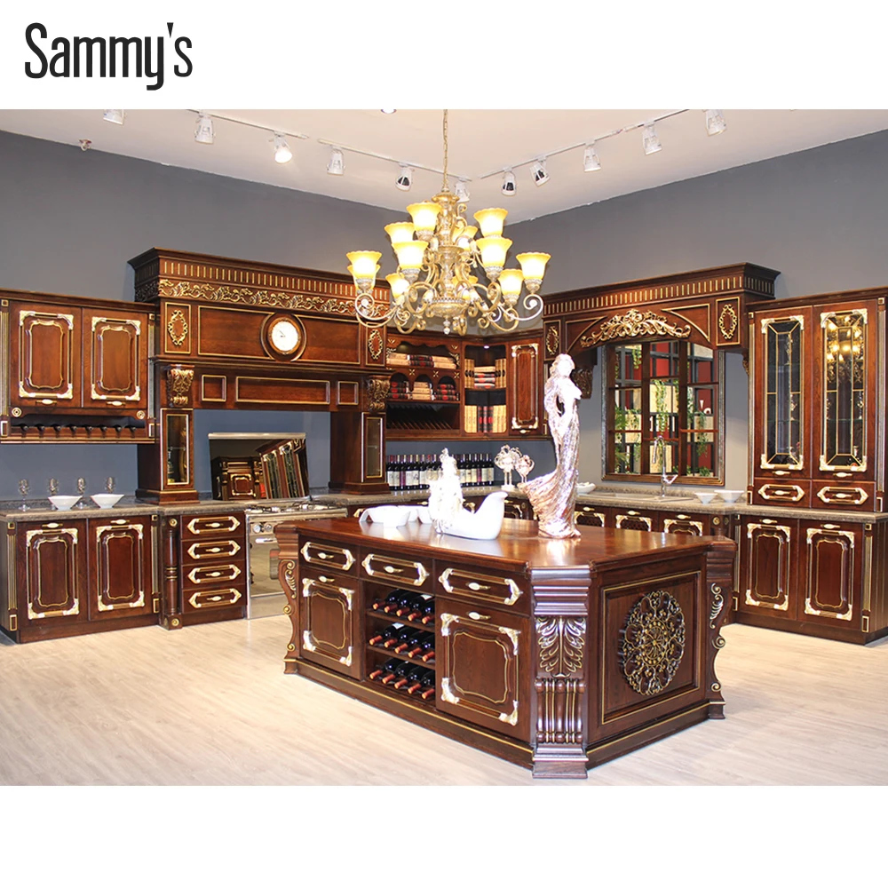 New Design Custom Made Solid Wood Kitchen Cabinet Home Kitchen Wooden ...