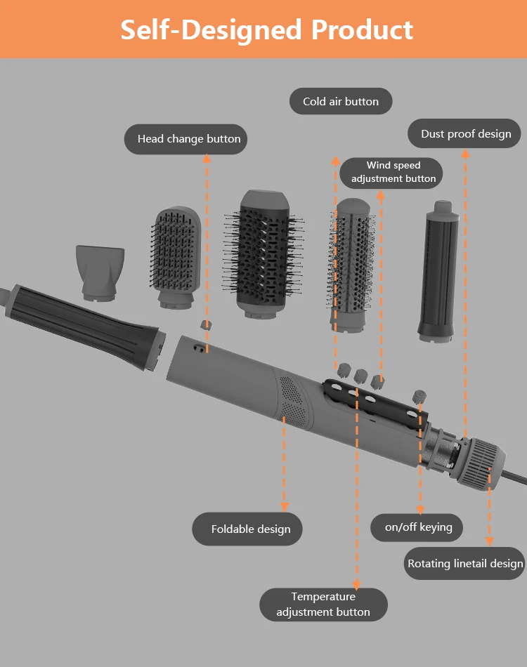 BLDC Foldable Auto Wrap Hair Styler Negative Ion Hot Hair Blower Dryer Brushless Styling Brush Multi Styler factory