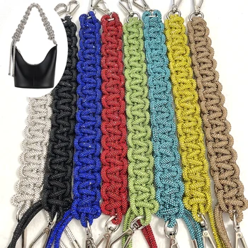 Sp003 Factory supplier handmade braided replaceable rhinestone shoulder strap for handbag