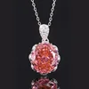 Ice Flower cut pink-orange  pendant with cross chain