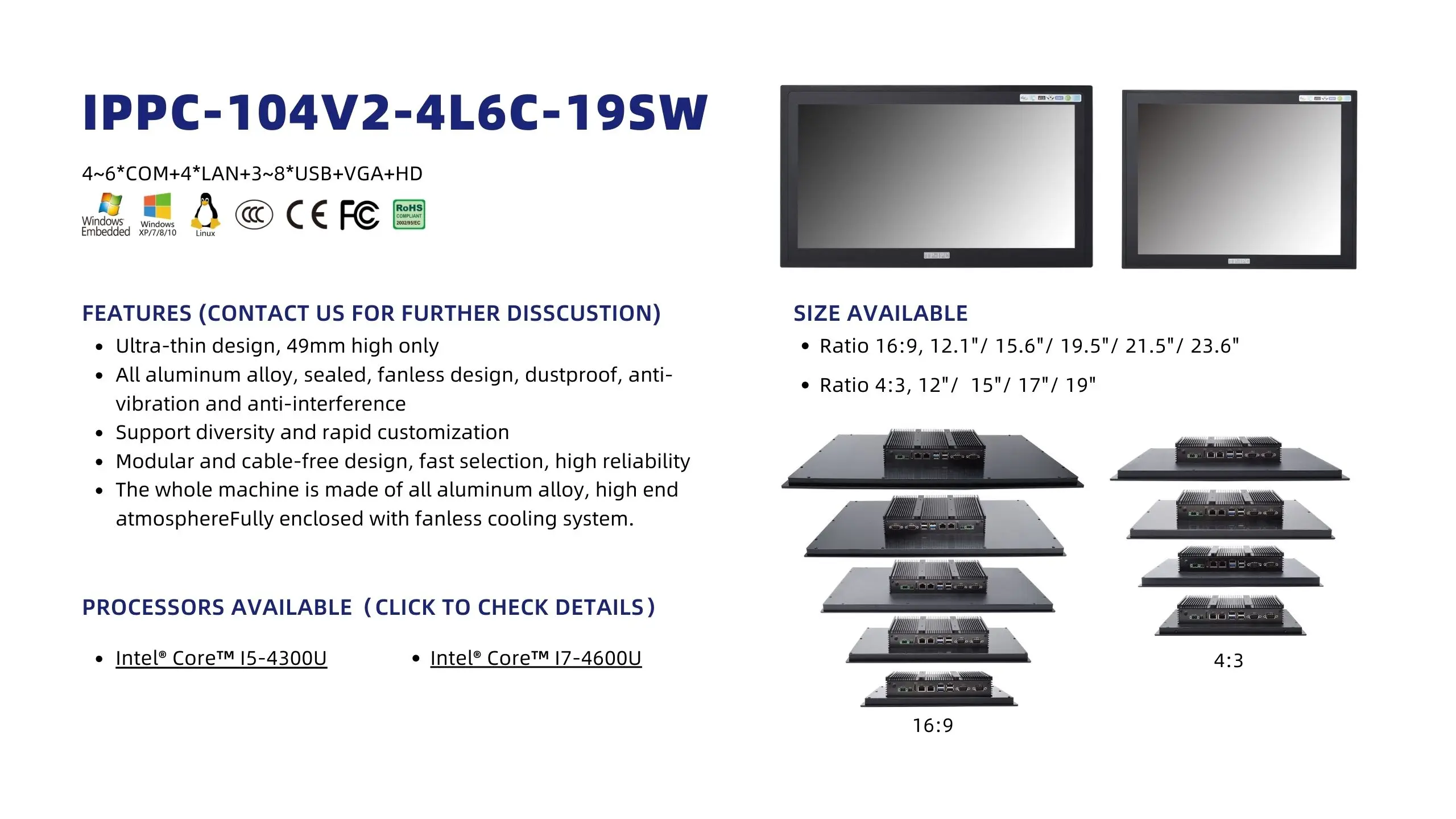 19 Inch Industrial Computer Industrial Lcd Panel Pc Industrial ...