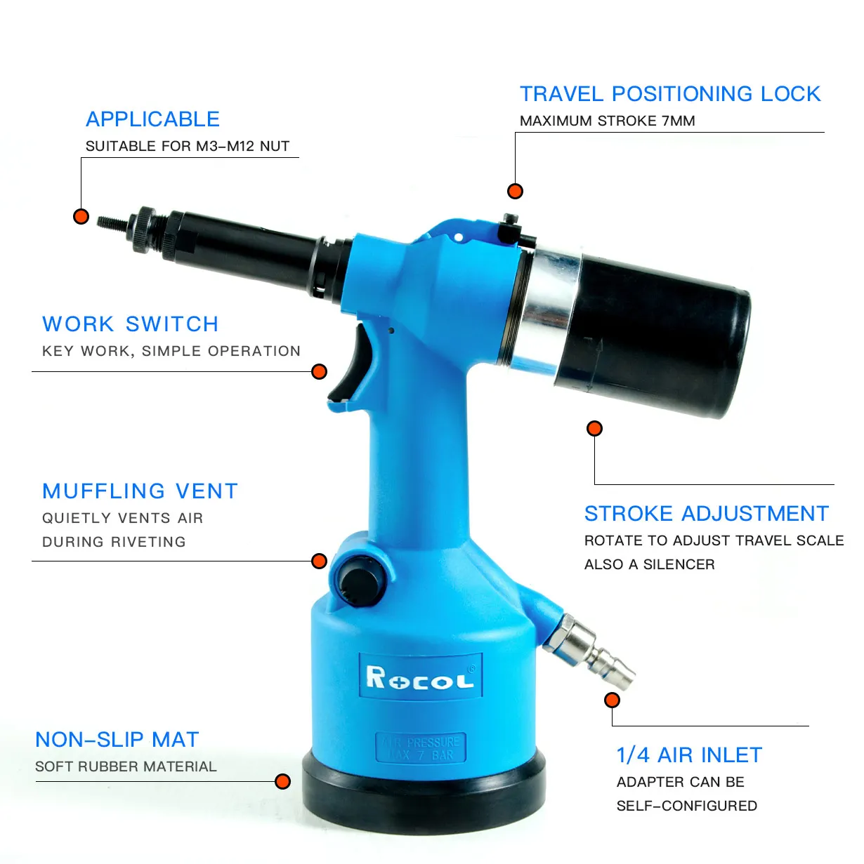Hot Sale M3-m12 Air Rivet Tools Air Pressure Pneumatic Rivet Gun ...