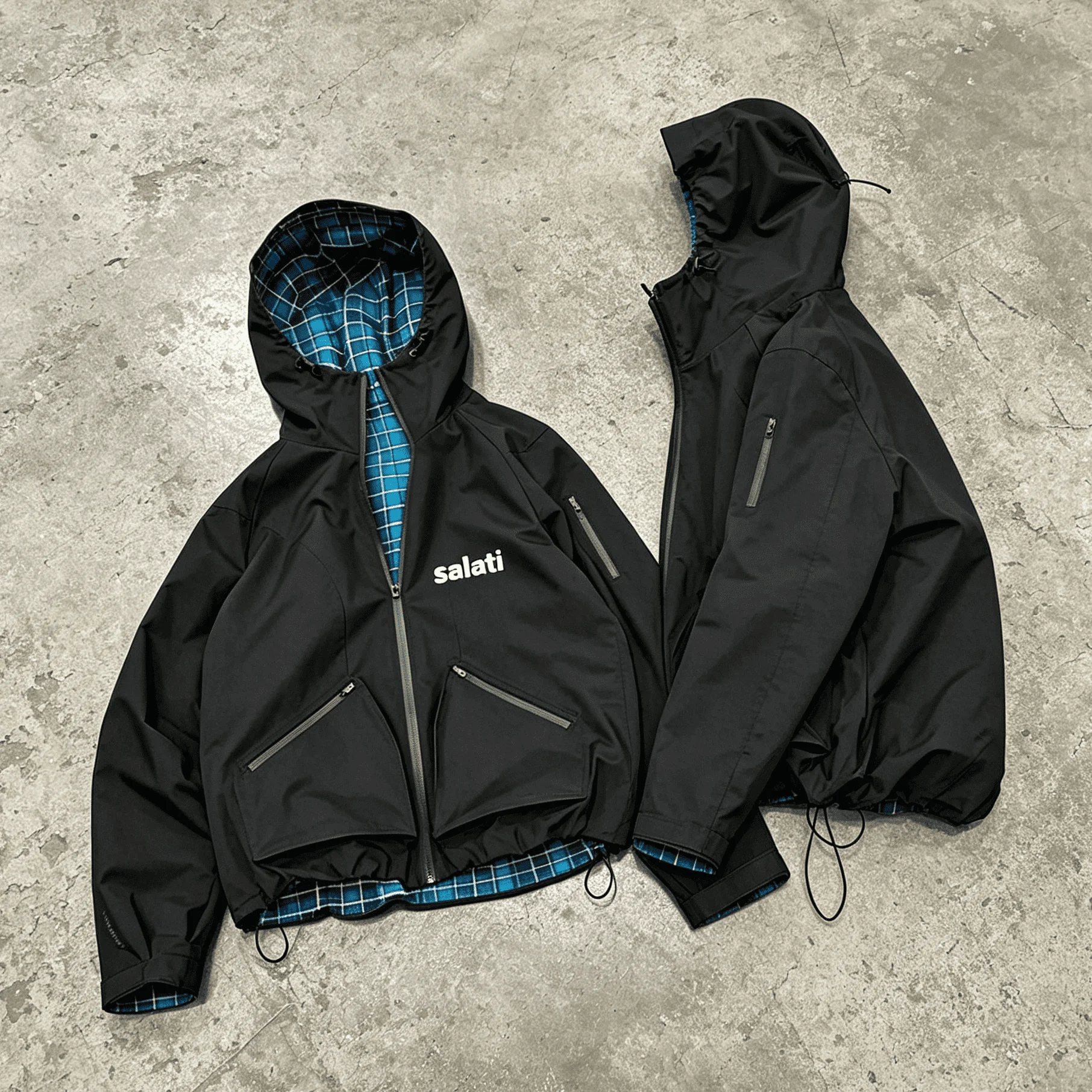 Custom Fashion Reversible All Plaid Print Design Windbreaker Nylon Zip up Jackets High Quality Waterproof Windbreaker Jacket gallery 3