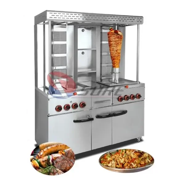 Gas 4-burner Commerical Automatic Rotating Used Chicken Kebab Doner Shawarma Grill Machine Price for Sale