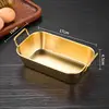 Cesta rectangular para snacks [con asas, dorada]