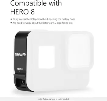 Neewer Removable Battery Cover Type-C Charging Port Adapter Aluminum Alloy Replacement Door Compatible with GoPro Hero 8 Black detail image