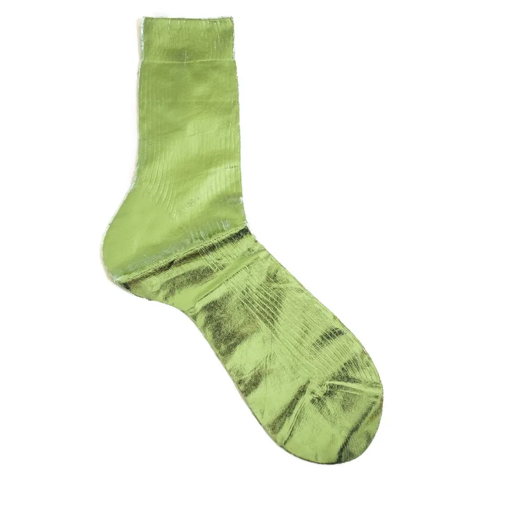 THETA Luxury Metallic Custom Pale Green Cotton Cool Designer Novelty Colorful Ribbed Print Tube Socks