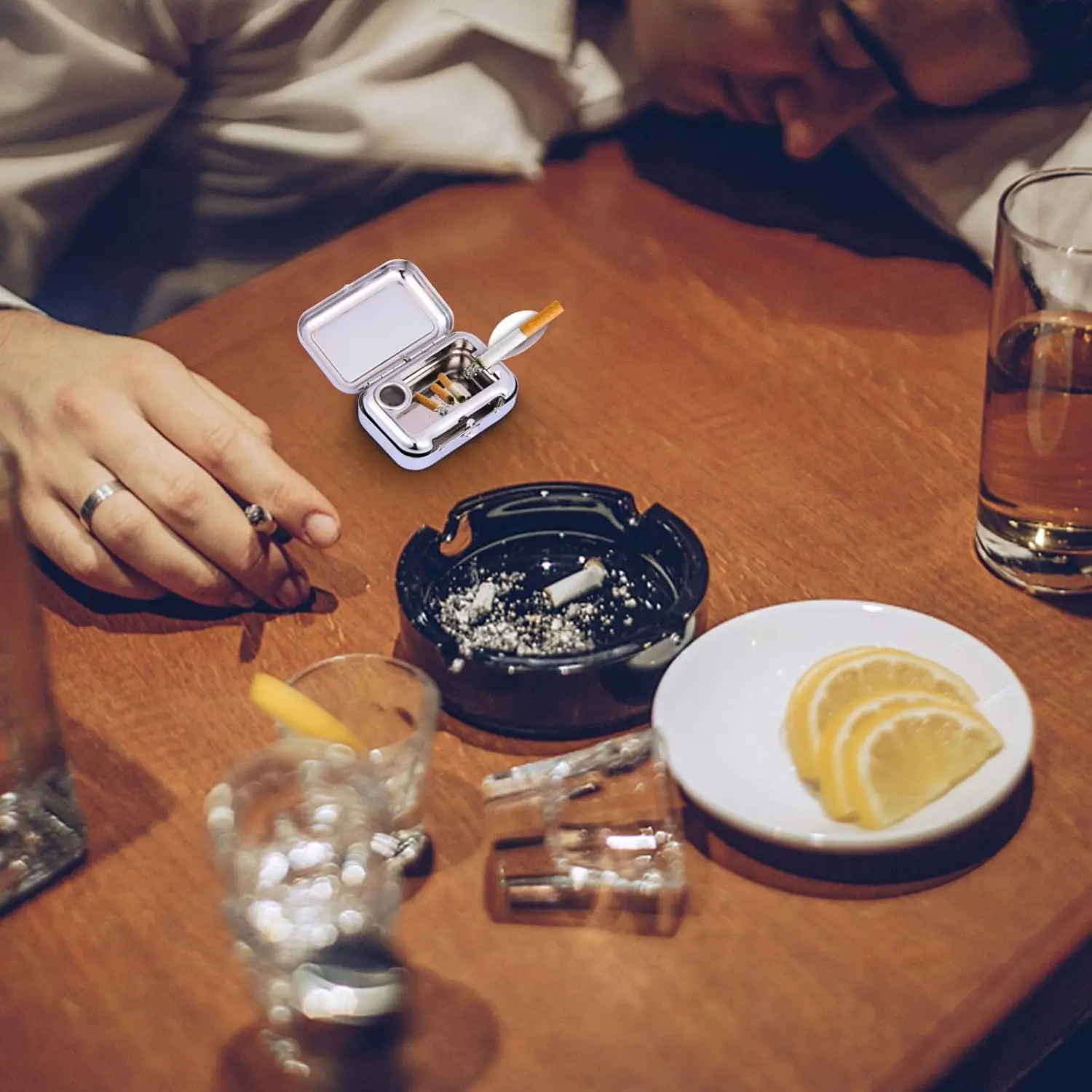 Amazon Bestsellers Mini Compact Stainless Steel Portable Ashtray Car