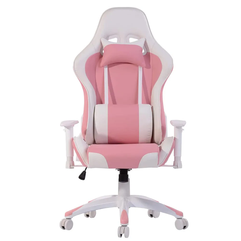 Customized Pink Gaming Table Chair Led RGB Lights Laptop Computer Chair Desk with Cup Holder for Girl Boy