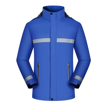 New Fashion High Quality 100% Polyester Zipper Jacket Mens Womens Reflective Belt Pockets Adjustable Cuffs Winter Warm Coat