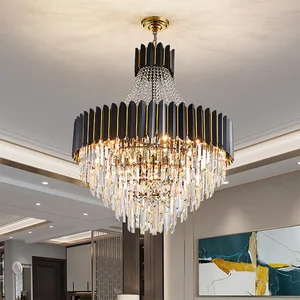 JACKSUN Luxury Crystal Chandelier Lamp Hanging Led Hotel Lighting for Ceiling Lamps Gold Lights Chandelier Pendant Light