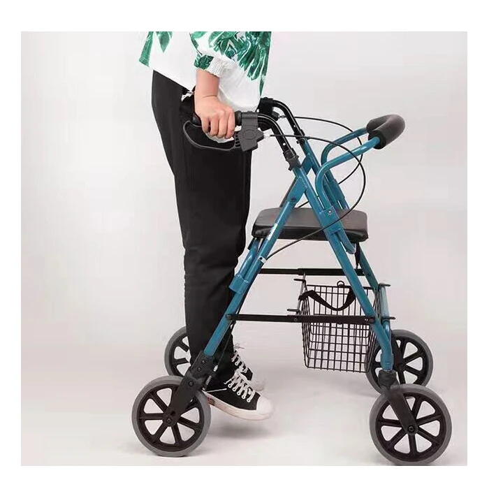Adjustable Senior 4 Round Removeable Upright Aluminum Japan Old People Shopping Cart Rollator Walker with Seat