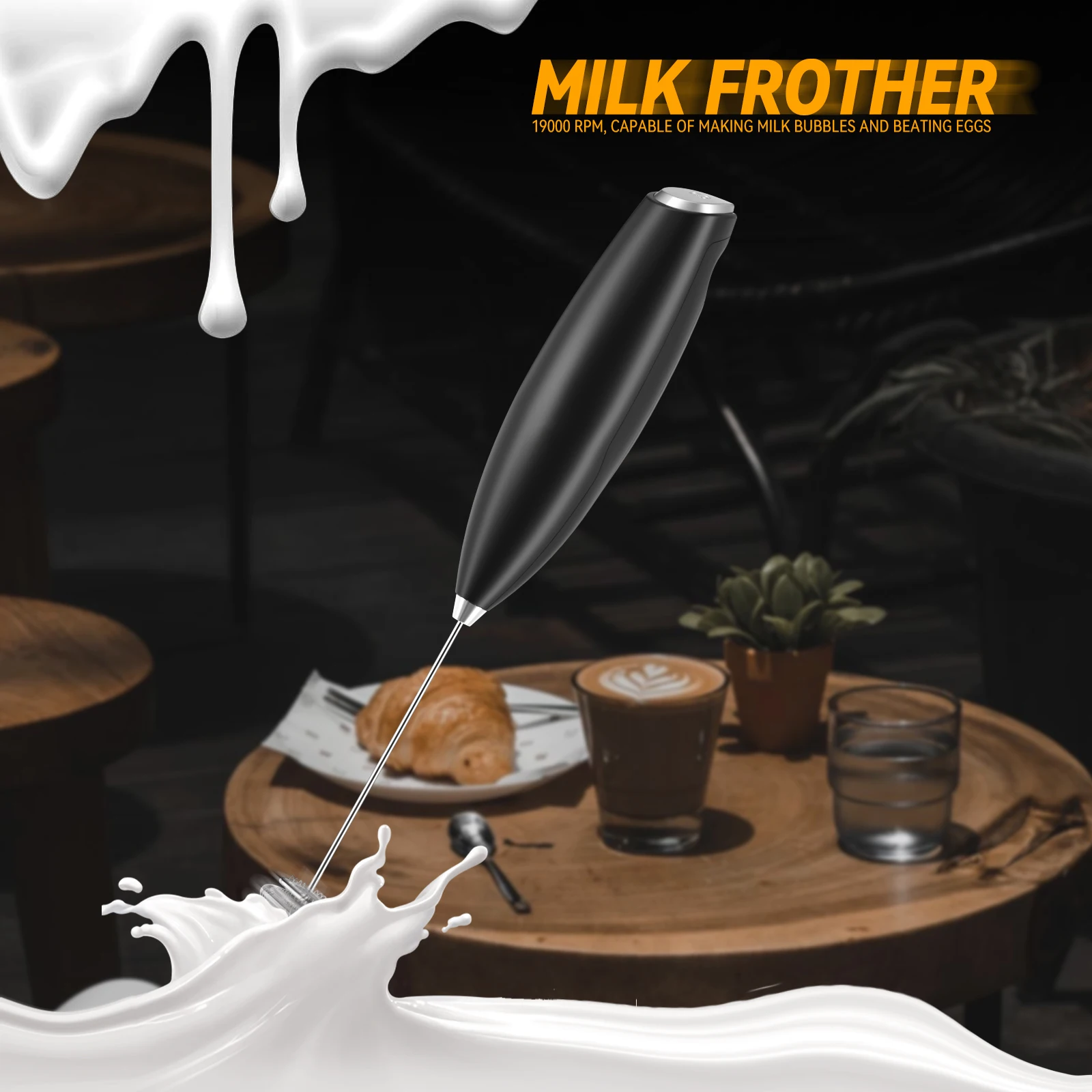 High Quality Hand Foam Maker Manual Handheld Electric Battery Mini Stainless Steel Portable Coffee Machine Whisk Milk Frother