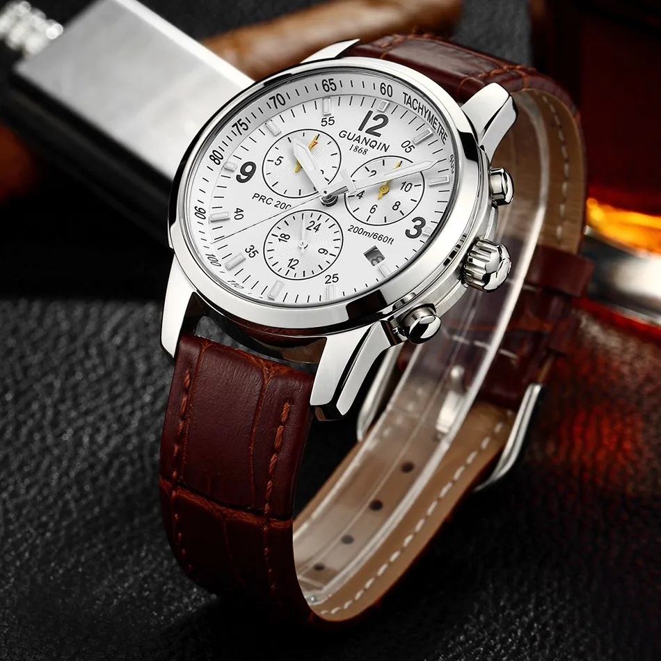 guanqin stainless price chronograph custom logo rubb