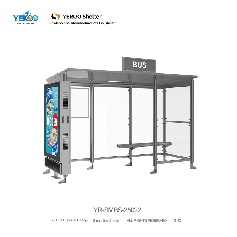 YEROO Factory Cheap Price Durable Bus Stop Shelters Glass Light Box Outdoor Classic Bus Shelter for Sale