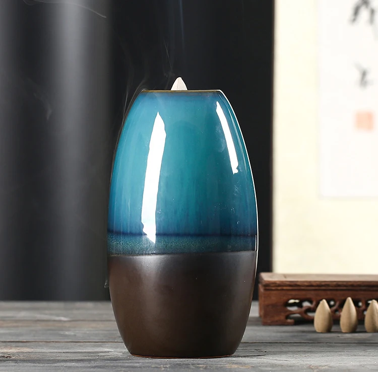 Wholesale Backflow Incense Burner Ceramic Incense Stick Holder Waterfall Censer Burner Arabic