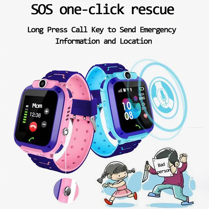 VALDUS Latest Children Waterproof Touch Screen SOS LBS Tracker Smartwatch Kids Smart Watch S12
