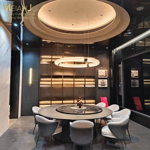 Luxury Style Artificial Marble Ceiling Chandelier with Yellow Veins Stainless Steel Body for Hotel Use