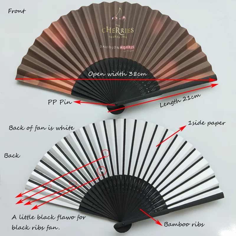 Customizable Bamboo Folding Hand Fan in Multiple Sizes 21*38cm 23*42cm 26.5*47cm for Wedding Decoration and Promotions
