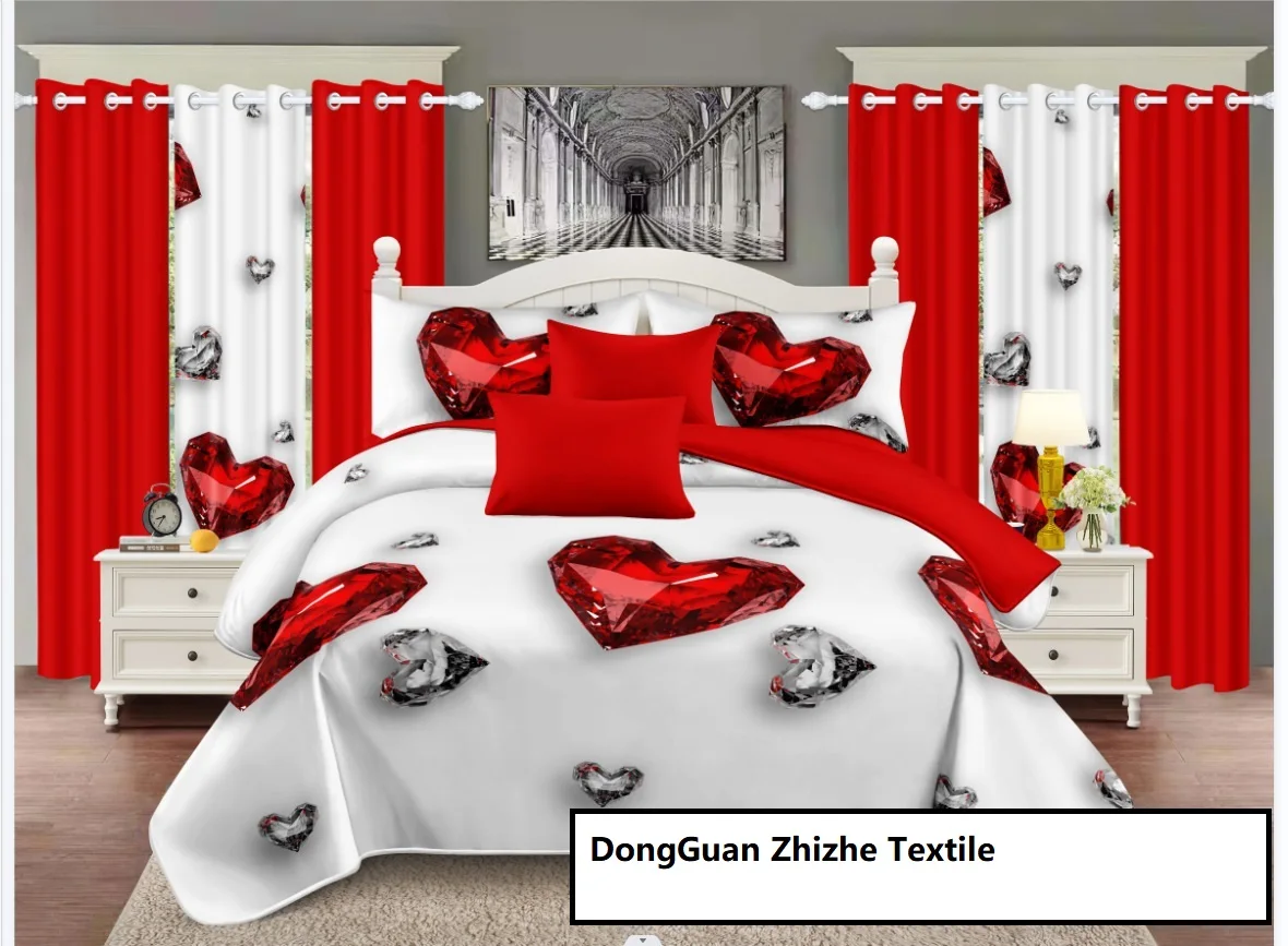 African Style Custom Multi Queen 10PCS Polyester Sheet and Curtain Bedding Set