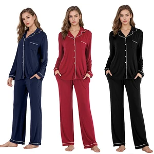 Ultra Soft Modal Women Loungewear PJ Set Cool Sleepwear Set Summer Pyjamas Ladies Long Sleeve Pajama Set