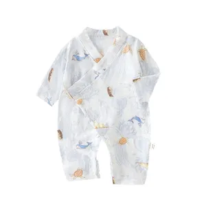 Bulk Supply Cute Cartoon Print Baby Long Sleeve Romper Pure Cotton Newborn Clothes