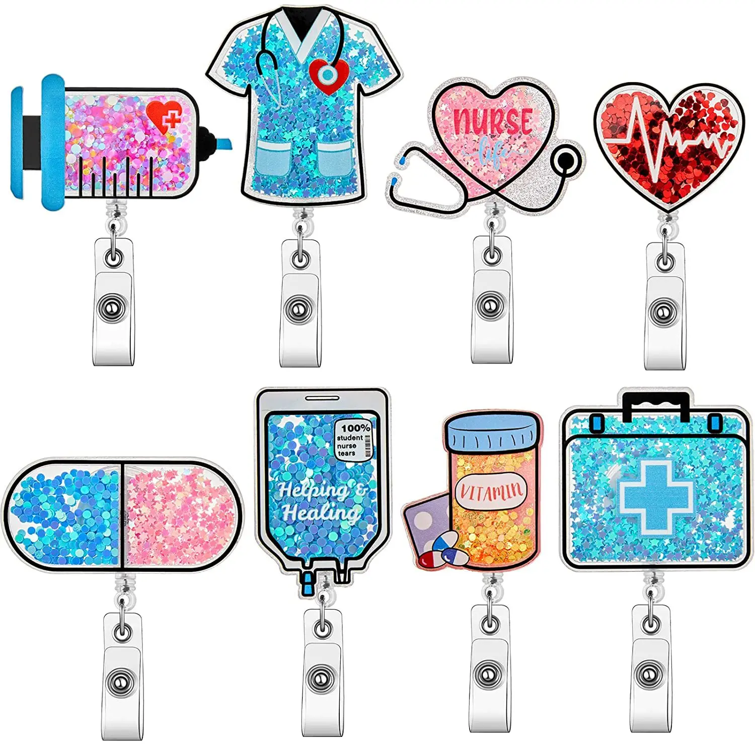 Small Moq Wholesale Custom Nurse Cna Rn Bsn Rt Lpn Badge Reel Scrub ...