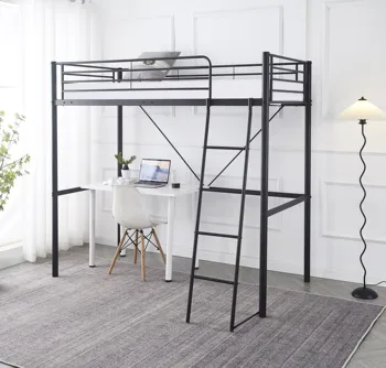 Modern Loft Large Metal Double Bed Frame Single Bed Extendable Storage for School Dormitory Bedroom Hotel Apartment