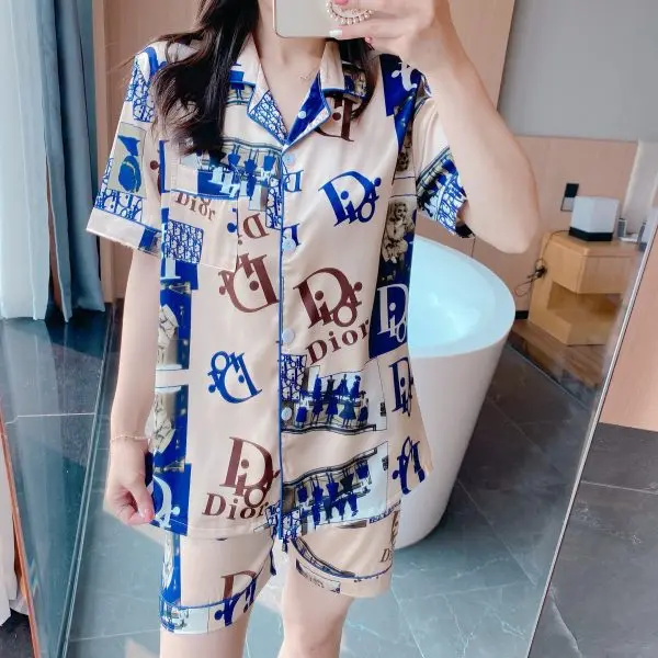 2022 Designer Silk Pajamas Sets Loungewear pyjamas Women's Sleepwear Luxury Pyjamas 2 Pieces Set