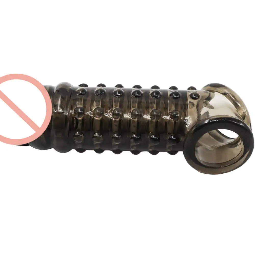 Wholesale  Elastic Reusable Condoms for Men Soft Silicone Penis Extender Sleeve Penis Extension for Man Sex Toys