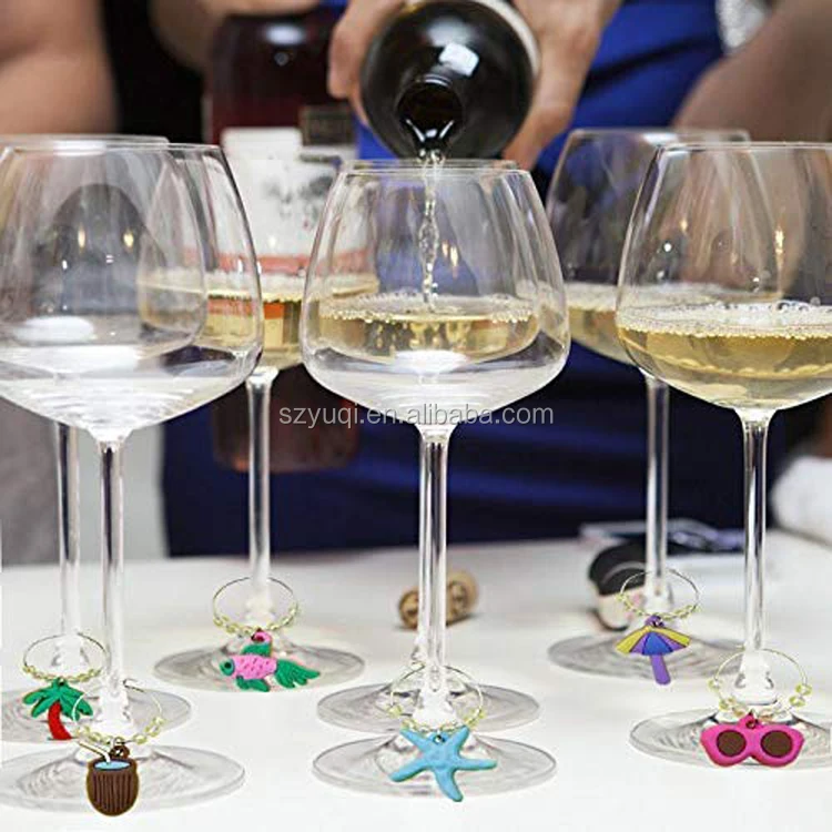 12 Pieces Beach Themed Wine Glass Charm Jewelry Wine Charms For Party Favor Wine     Lover
