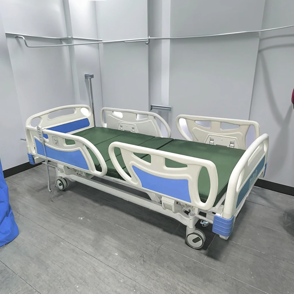 Adjustable Height Electric Medical Bed Metal Rails Foldable Modern Hospital Furniture for Patient Care Back Rest School Hotel 3