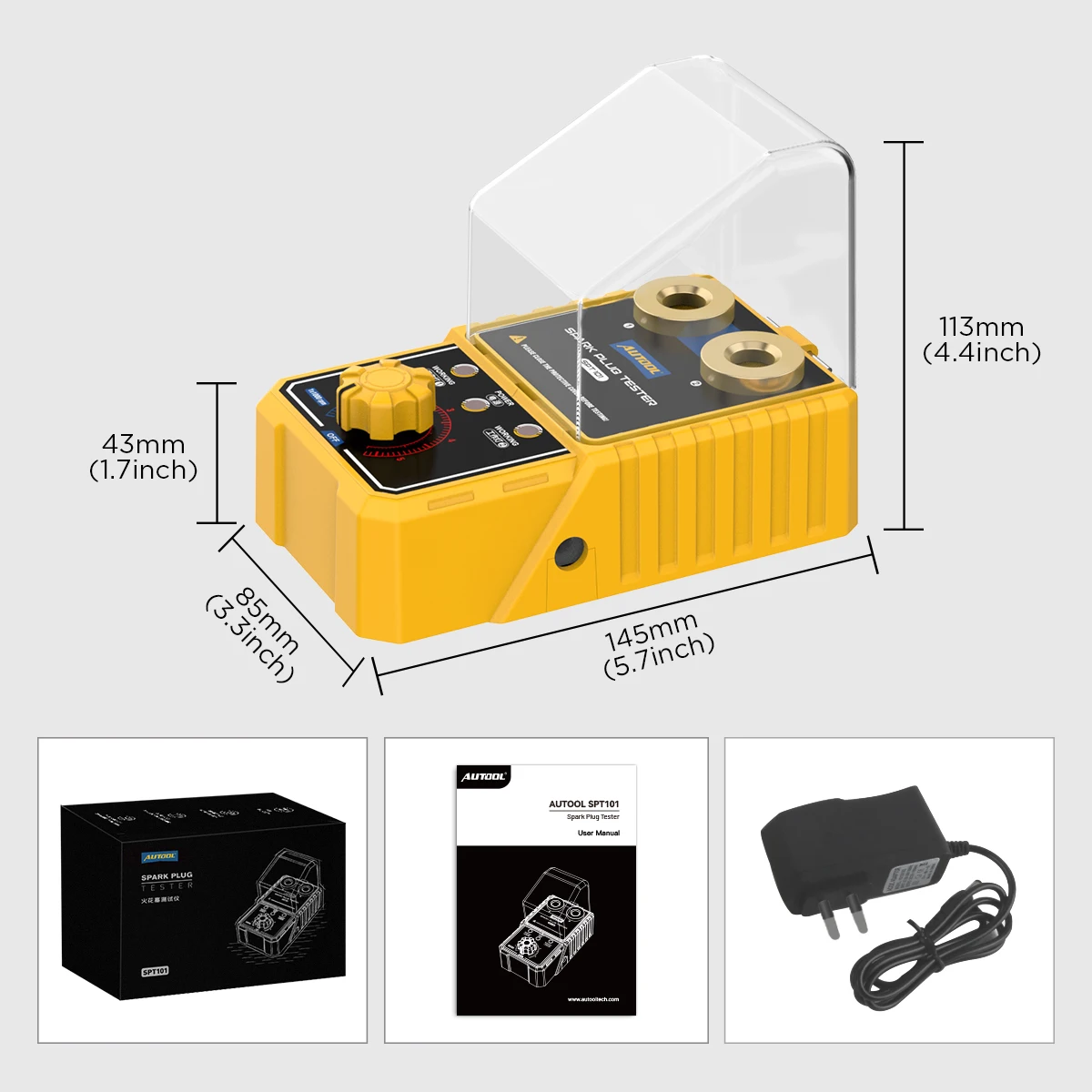 Custom Portable AUTOOL SPT101 12V Auto Ignition Test Motorcycle Spark Plug Testing Machine Gap Tester Test With Cover