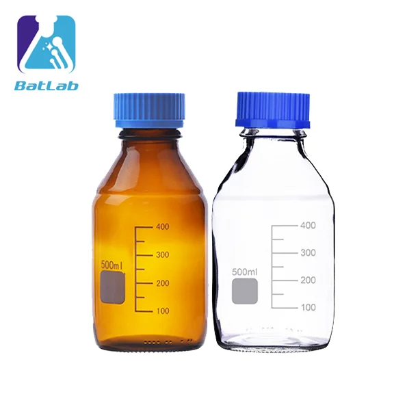 1 Liter Lab Glass Reagent Bottle 1000ml Borosilicate Media Storage Jar ...