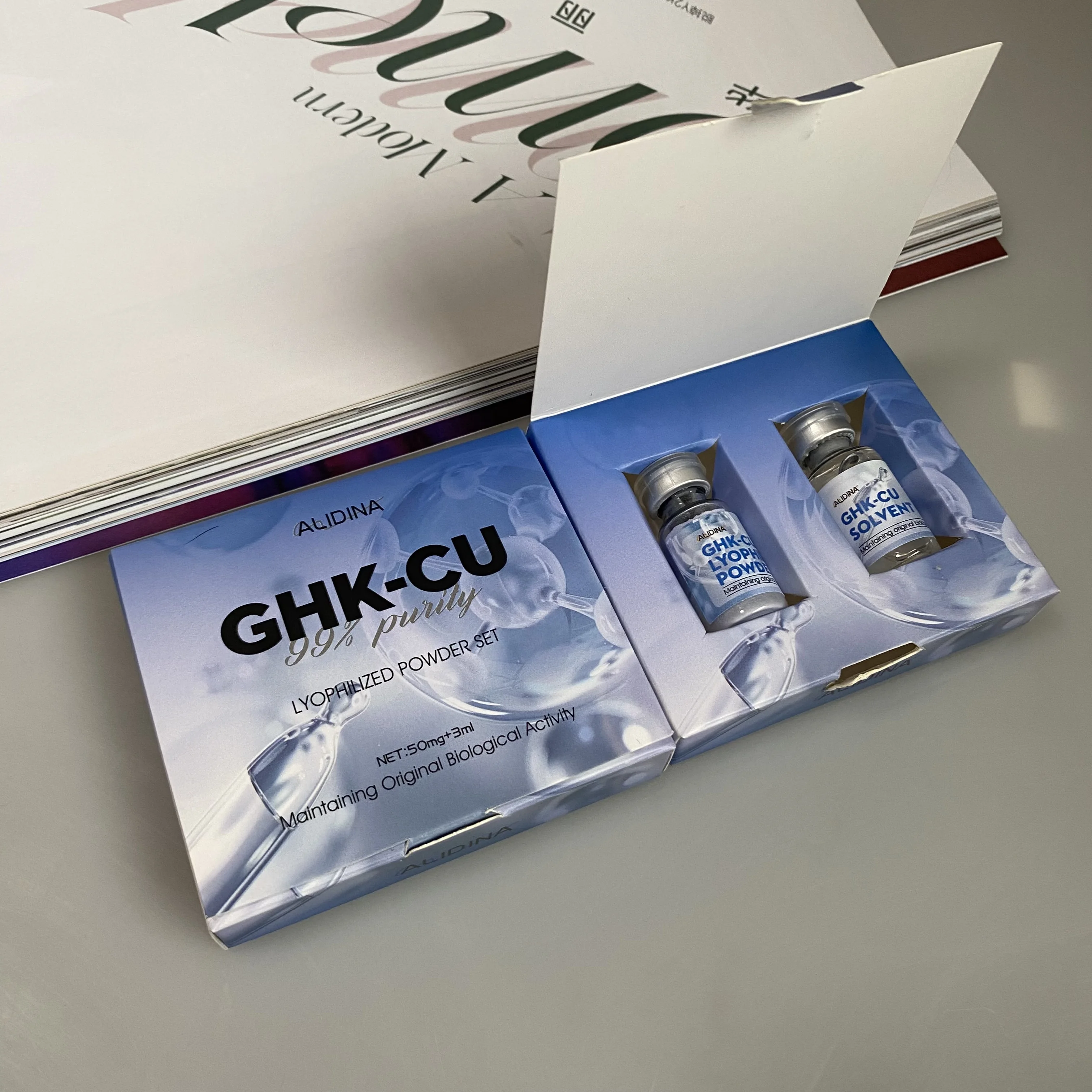 Ghk-cu Ingredients Copper Peptide Lyophilized Powder Serum Kit Scalp Repair Blue Copper Peptides Skin Revitalizing Serum B