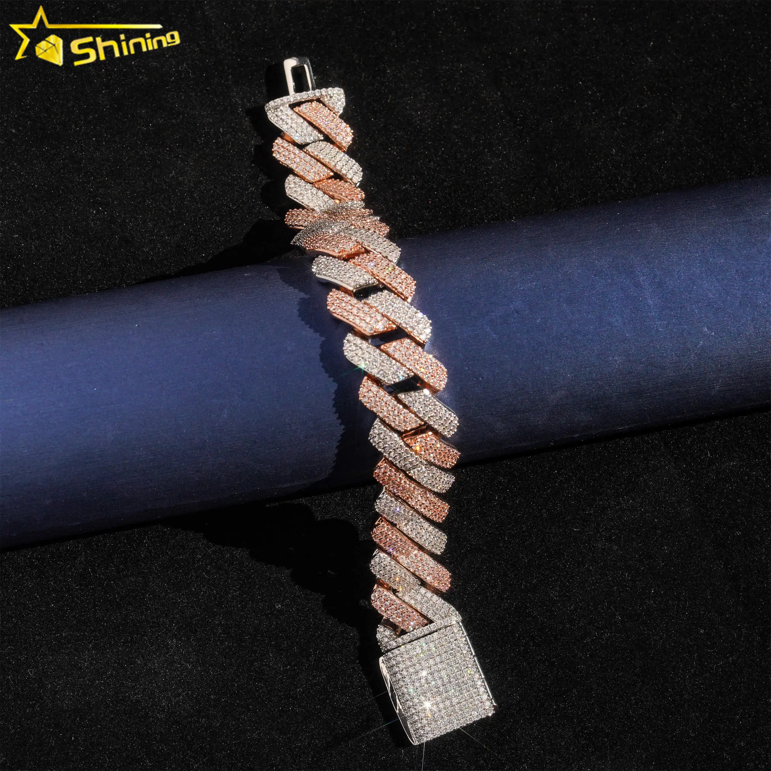 アクセサリー glitter 19mm iced out chain 60cm Iced Out Bling 19mm Rectangle CZ Heavy Chunky Cuban Link