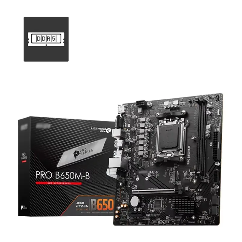 MSI PRO B650M-B D5 AM5 AMD B650 Motherboard, SATA, 128GB M-ATX Gaming PC Motherboard