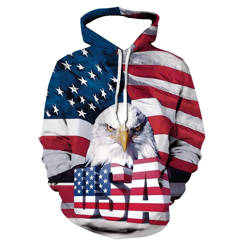 SATIGI American Flag Print Black White Hoodie 3D Pullover Fleece Hooded  American Flag Sweatshirt USA Hoodie Teens