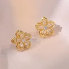 White bauhinia zircon earrings